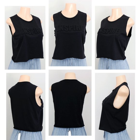 NEW Embossed INSPIRE 3D Graphic Muscle Crop Top - Picture 8 of 9